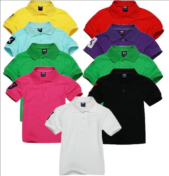 детская рубашка-поло с короткими рукавами и вышивкой на лацканах, рубашки для мальчиков и девочек, летние футболки-поло, футболки, детская одежда