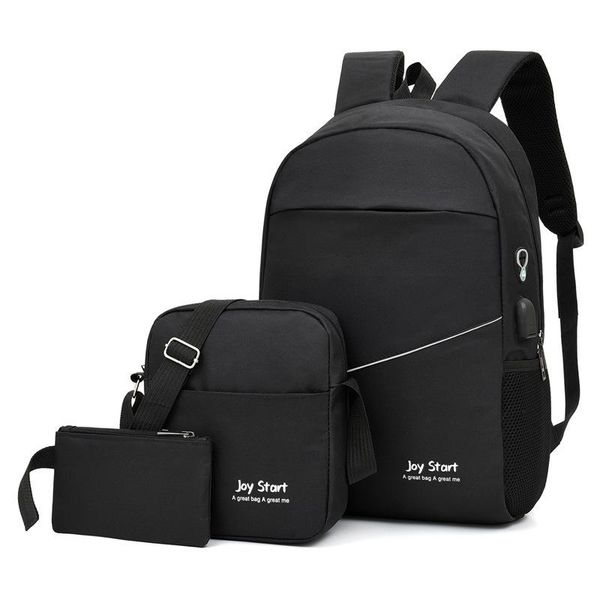 

backpack men's computer three-piece casual school bag female outdoor travel