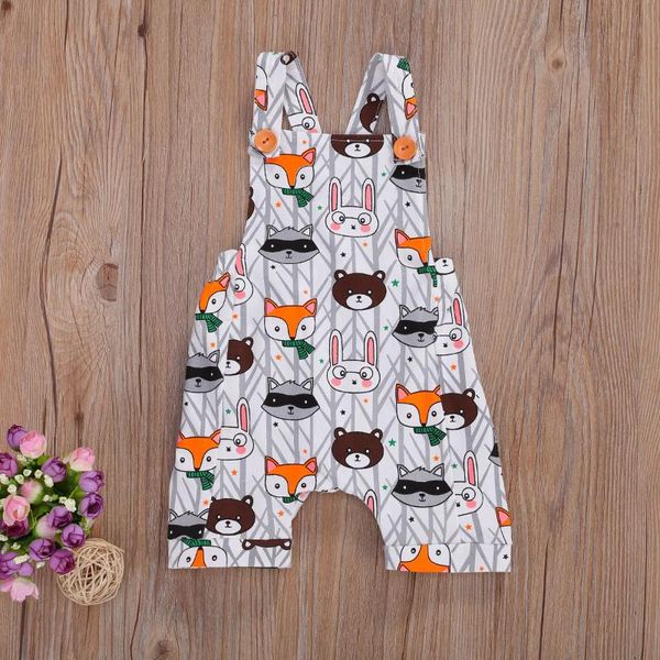 

jumpsuits baby & children's 0-24m born boys girls overalls cartoon animal print sleeveless button outfits, Blue