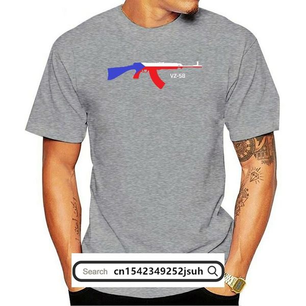 

men's t-shirts t shirt novelty cool men short sleeve tshirt vz 58 rifle with overlayed czech republic flag, White;black