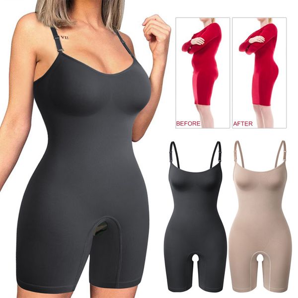 

women waist trainer bodysuit shapewear tummy control full body shaper shorts high waist butt lifter thigh slimmer, Black;white