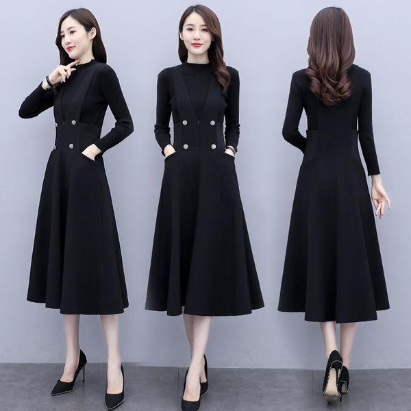 

women's tracksuits autumn winter 2 pcs set women woolen vest dress +black knitted fashion solid knitwear office lady clothing suit fema, Gray