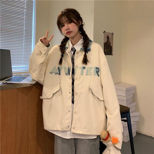 

women's jackets corduroy coat spring and autumn design feeling small, Black;brown