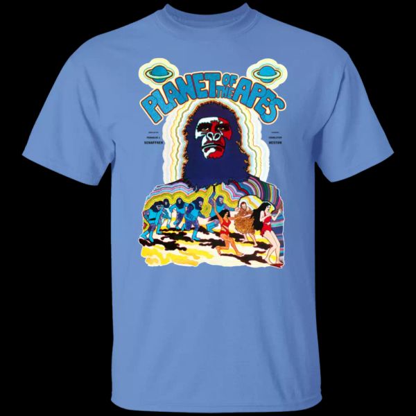 

planet of the apes retro, czech poster art g500 5.3 oz. t-shirt, White;black