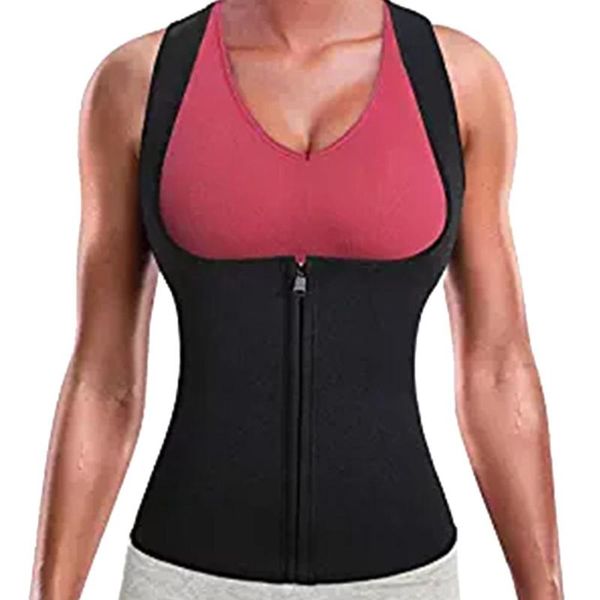 

mounchain women waist trainer sports protect neoprene zipper suit vest weightloss thermal corset weightlifting support, Black;gray