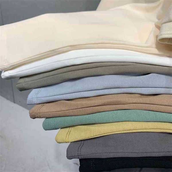 

summer trend pearl ground cotton solid color short sleeve polo shirt men's slim lapel t-shirt casual handsome short sleeve top, White;black