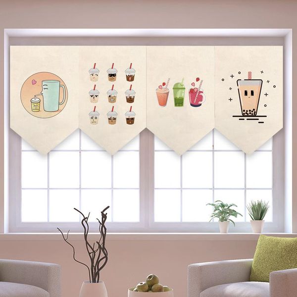 

milk tea shop door head decoration triangle curtain counter small flag hanging & drapes