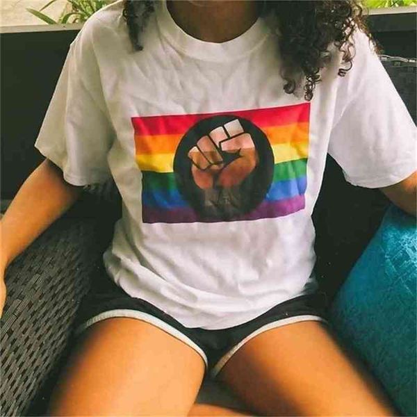 

-jbh gay lesbian pride rainbow flag t shirt creative short sleeve cotton custom big size tshirt 210512, White