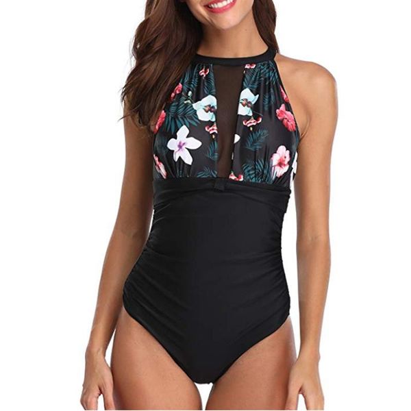 

women floral print one piece swimsuit plus size 3xl swimwear female bathing suit swimming bathers beachwear one-piece suits