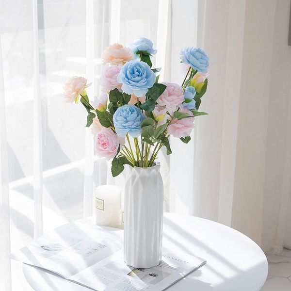 

heads artificial flowers silk peony bouquet vases for home decoration wedding decorative fake bridal & wreaths