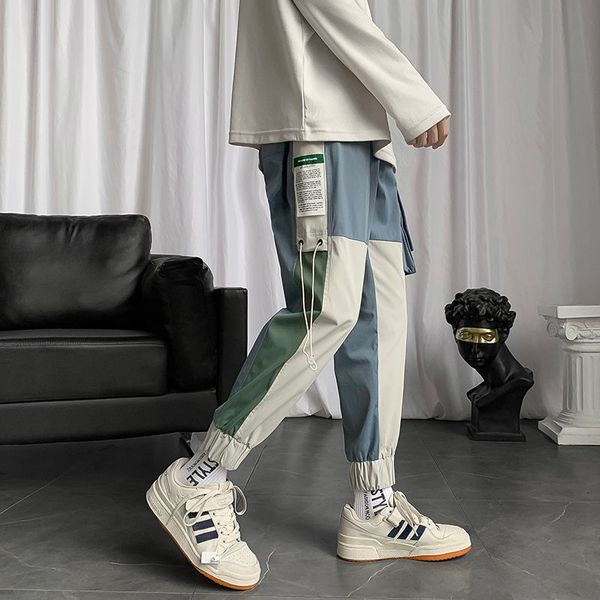 

men's pants fashion casual loose harem hip hop style trousers streetwear black/blue color jogger sweatpants m-5xl 46hq