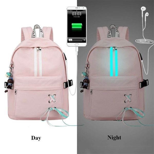 

tourya fashion anti theft reflective waterproof women backpack usb charge school bags for girls travel laprucksack bookbags 211215