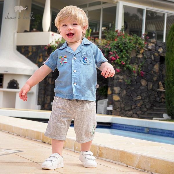 

dave bella summer baby boys handsome cartoon striped pockets shirts infant toddler children clothes, White;black