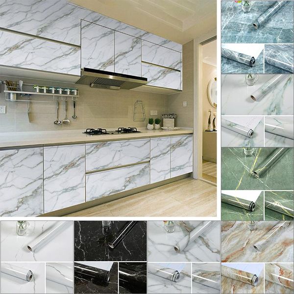

wallpapers 5m*55cm kitchen marble self-adhesive wallpaper fumes wall stickers bathroom waterproof furniture renovation