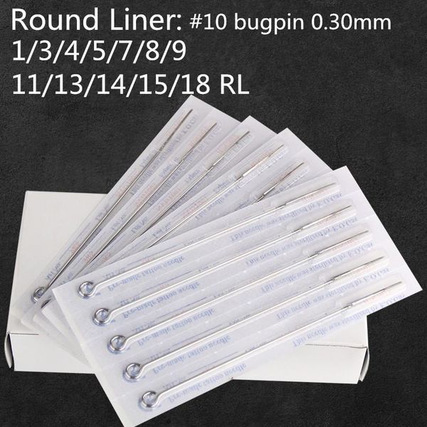 

tattoo needles box of 50pcs disposable pre-sterilzed standard needle supply - 0.30mm bugpin round liner 1/3/4/5/7/8/9/11/13/14/15/18rl