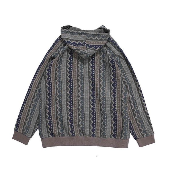 

striped japanese retro ethnic hooded sweatshirt loose couple pullover oversize hoodies high street baggy casual hoody for men, Black