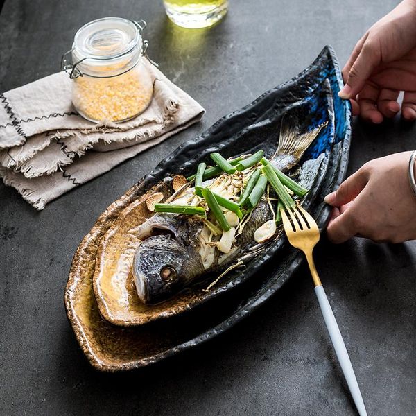 

dishes & plates beautiful ceramic steamed fish plate home creative dish special-shaped tableware restaurant