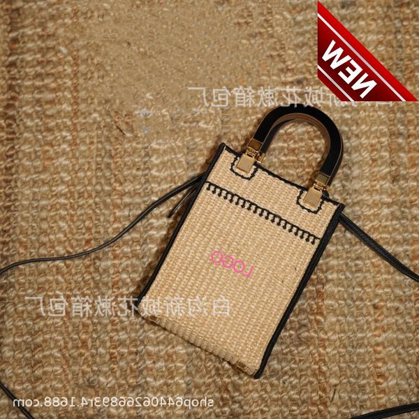 

f family's new straw mini tote seaside vacation woven handbag one shoulder messenger bag women's fashion