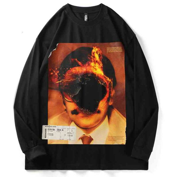 

men's hoodies & sweatshirts gothic funny printed t shirt men women oversized long sleeve autumn hip hop streetwear vintage couple fashi, Black