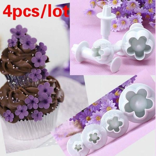 

baking & pastry tools 4pcs/set plum flower plunger fondant mold cutter cake decorating christmas