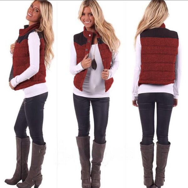 

women's vests fashion women solid autumn winter casaul sleeveless jacke thick warm waistcoat vest coat jacket s-xl, Black;white