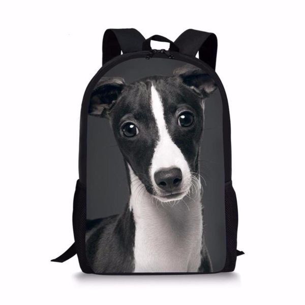 

customized dark grey italian greyhound printing children school bag for teenager boy girl kid backpack bookbag satchel mochila bags
