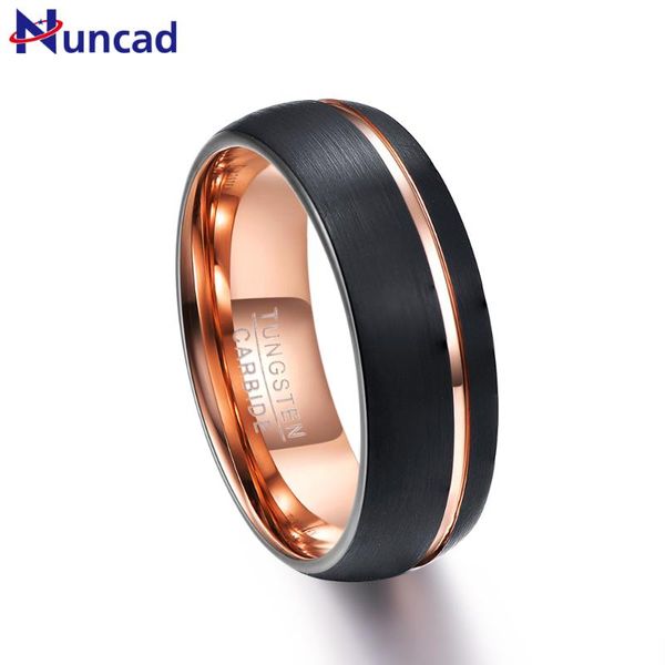 

wedding rings nuncad t042r 8mm width black dome frosted surface tungsten ring brand carbide for men jewelry, Slivery;golden