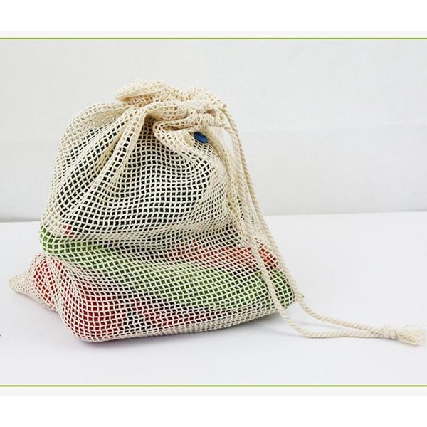 

storage bags 20pcs reusable produce bag organic cotton mesh kitchen vegetable fruit eco drawstring shopping