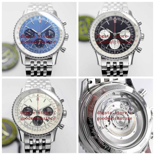 

3 style gf factory men's asian manual wristwatches cal.7750 quality diver sapphire crystal mechanical automatic 43mm steel chronograph, Slivery;brown