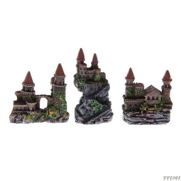 

decorations 1pc aquarium polyresin tower castle ornament fish tank decoration accessories y110-drop