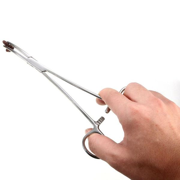 

dog apparel 1pc pet stainless steel straight/curved head ratchet hemostatic forceps needle holder for hair clamp pliers