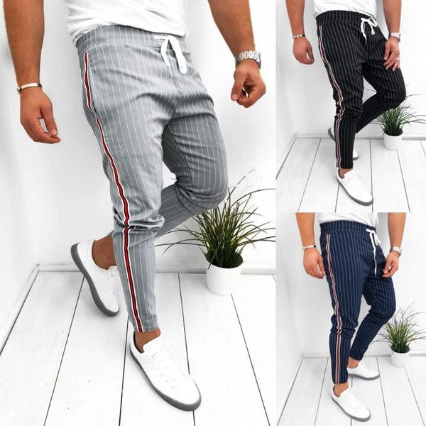 

mens trouser joggers casual pants fitness men sportswear tracksuit bottoms skinny sweatpants trousers gyms track men's, Black