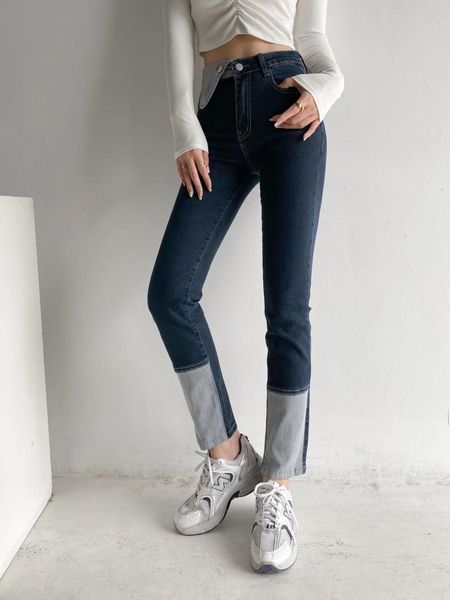 

women's jeans xeasy 2021 autumn fashion casual women denim pants female vintage streetwear high waist ankle-length chic bottoms, Blue