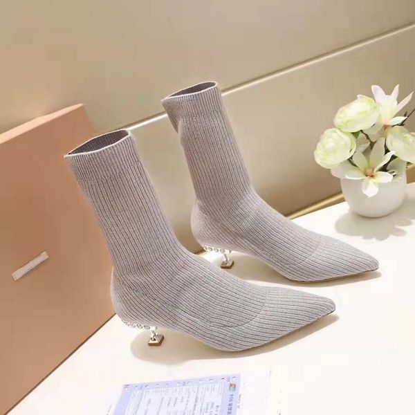 

fashion women boots microfiber leather thick heel high heels autumn and winter side zipper pointed party shoes temperament ladies boot, Black