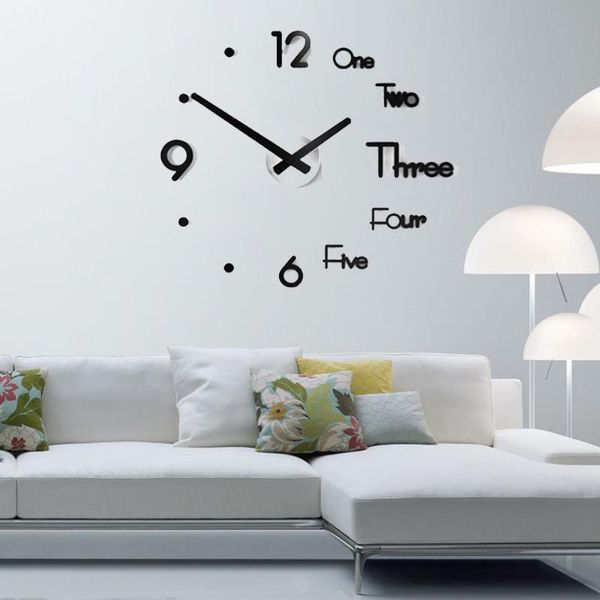 

acrylic wall clock stickers 3d modern watch kitchen quartz needle home decoration living room silent antique round gifts clocks