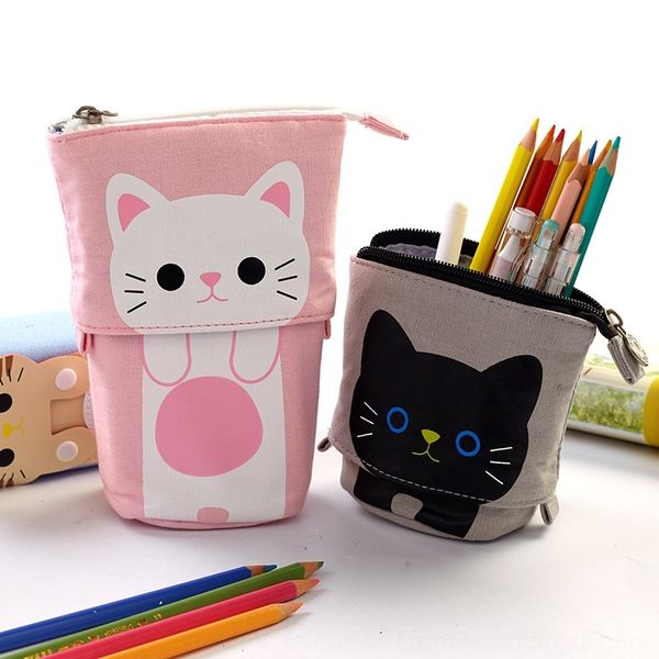 

5eG ankou korea lovely simple multi-functional creative cil student stationery case canvas stationery box variable drop-down canvas pencil