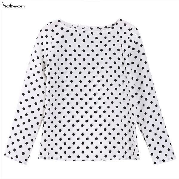 

loose long sleeve chiffon womens shirts casual fashion dots, White