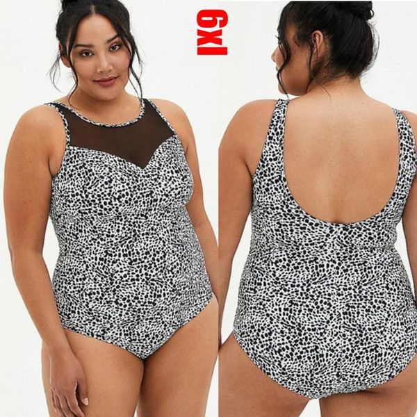 

one-piece suits 2022 large size 6xl women leopard print swimsuits swimwear bathing suit retro beach monokini plus