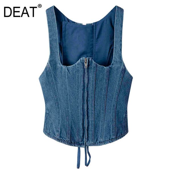 

spring and summer fashion casual versatile women's design zipper cross lacing suspender denim tide sh443 210421, White