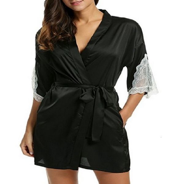

women's pajamas imitation silk nightgown bathrobe large nights, Black;white