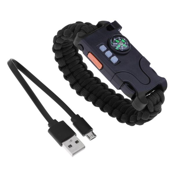 

outdoor gadgets 8 in 1 camping hunting rechargeable emergency paracord bracelet with compass whistle and more