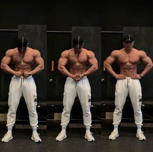 

men's pants autumn and winter leggings overalls sweatpants all-match loose fitness casual trousers men, Black