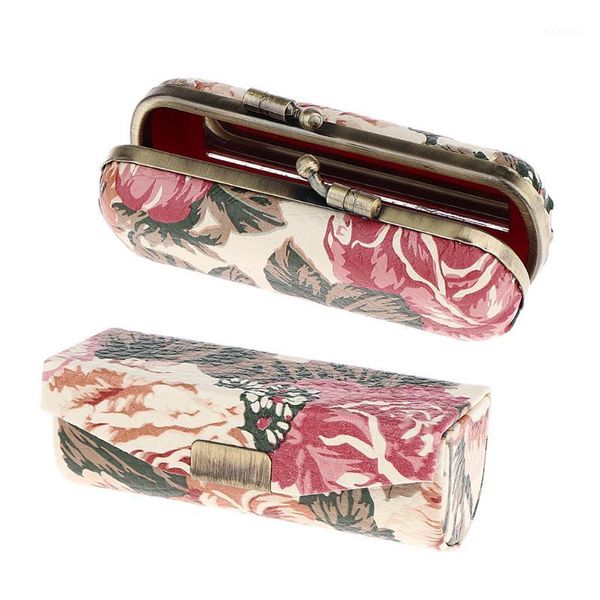 

retro lipstick storage case travel lip gloss holder organizer box w/ mirror