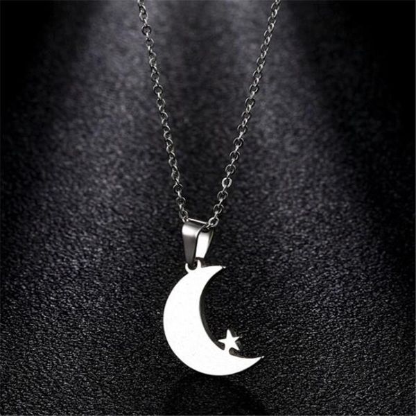 

pendant necklaces simple star moon silver color necklace elegant female clavicle chain jewelry gifts for women girls