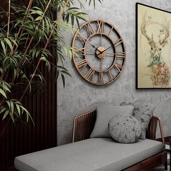 

wall clock 40cm/50cm vintage home decor livingroom roman round shape decorative decoration accessories gear clocks