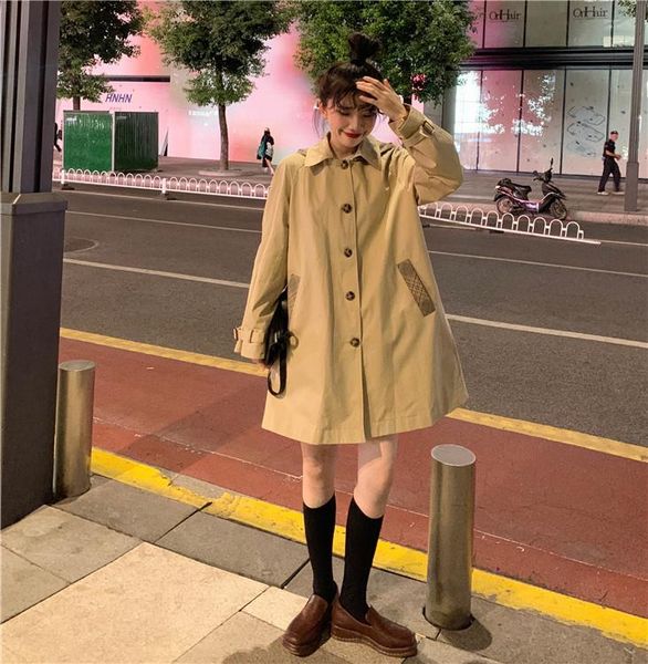 

women's trench coats real price milk cover girl's medium and long hooded windbreaker coat for women, Tan;black