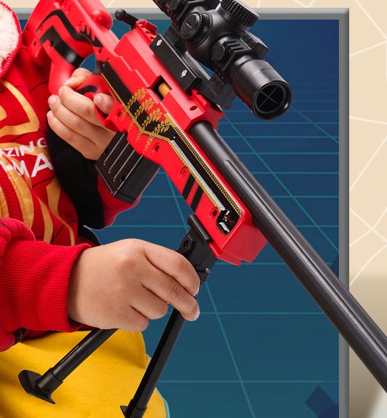 AWM Pistola giocattolo manuale a proiettile morbido Pistola militare Fucile da cecchino con proiettili per ragazzi Adulti Puntelli da combattimento CS