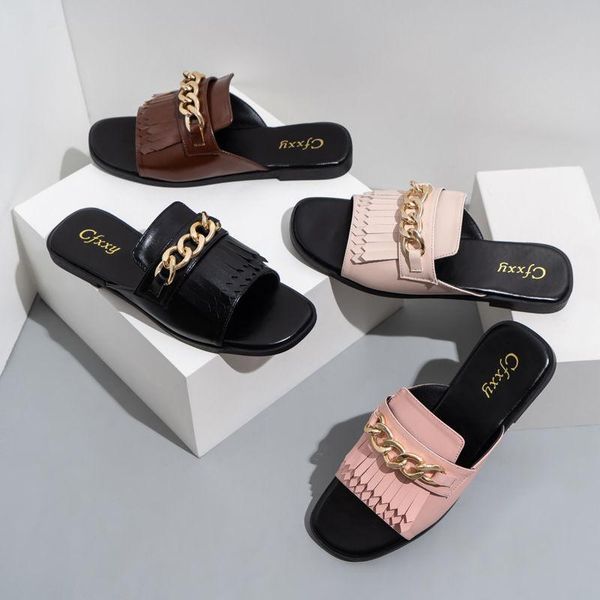 

slippers 2021 summer women open-toe flat fashion buckle beach slides casual flip flops shoes femme sandals, Black
