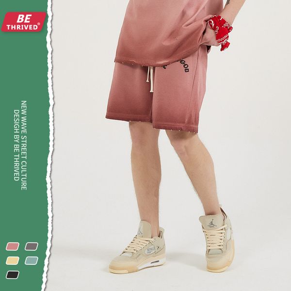 

be men's wear | 2021 spring and summer 5-color gradient copy color foam printing shorts kanye suit gaojiechao casual, Black