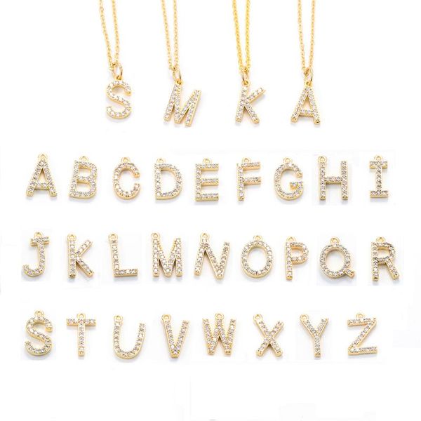 

pendant necklaces eyika capitalize the first letter necklace micro inlay zircon women choker gold jewelry alphabet name for gift, Silver